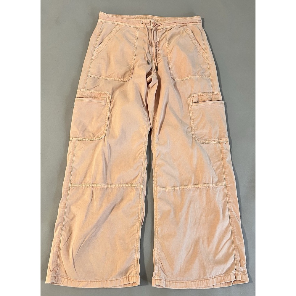 American Eagle Peach Stretch Cargo‎ Baggy Wide-Leg Pant Size 8 Waistband